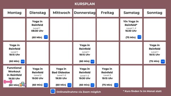 Kursplan Soul.Kick Yoga in Reinfeld